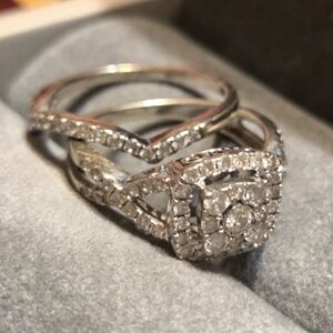 10k Pavè Cluster Ring Set * Engagement Wedding Promise Rings *Beautiful*🩷💎